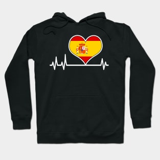 Spain Heart Flag Heartbeat Love EKG Hoodie